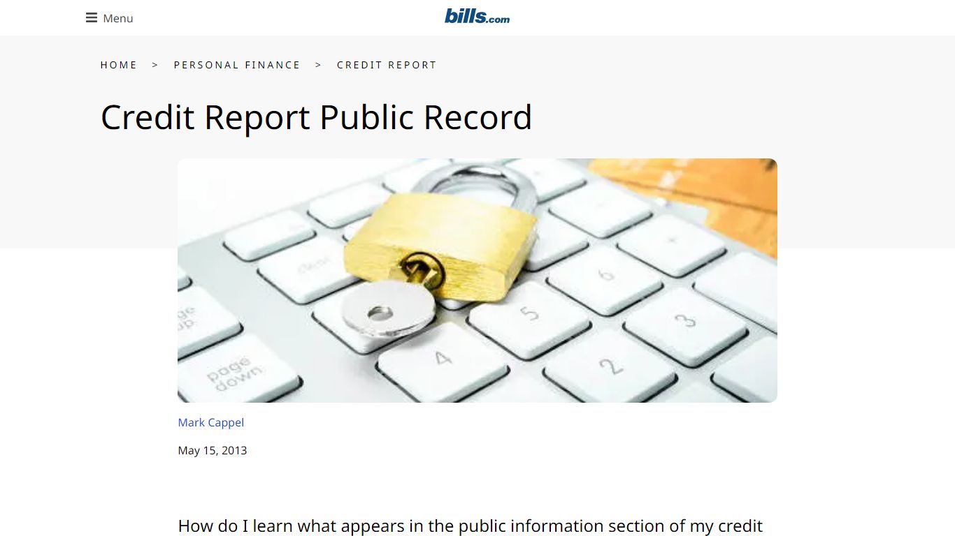 Credit Report Public Record | Bills.com